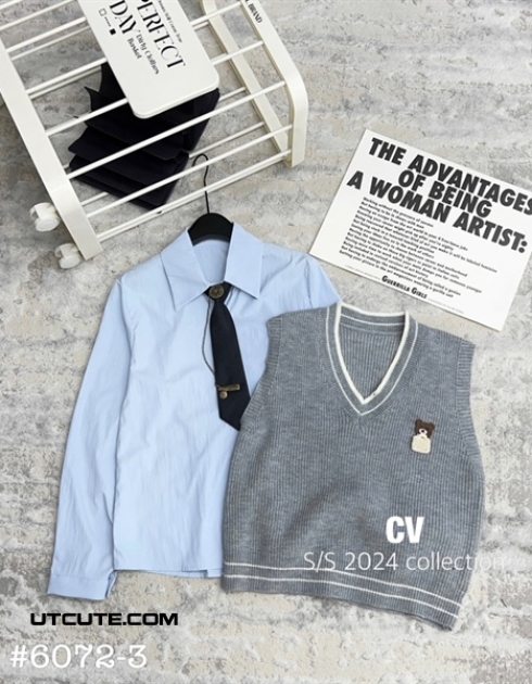 SET ÁO LEN + SƠMI + CV 6072#