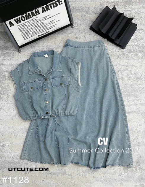 SET ÁO + CV JEAN DÀI 1128#