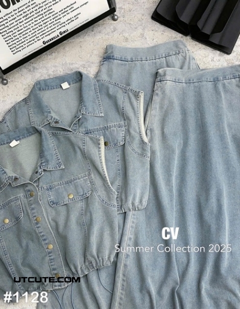 SET ÁO + CV JEAN DÀI 1128#