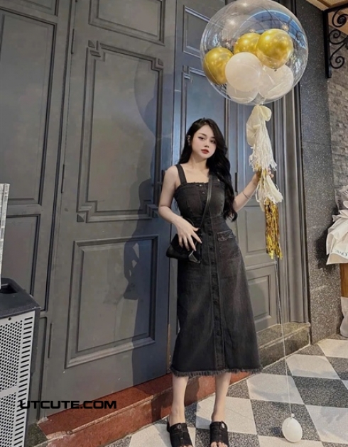 ĐẦM JEAN 2 DÂY 23039#