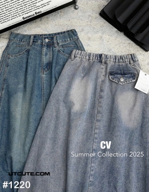 CHÂN VÁY JEAN DÀI 1220# FREE SIZE